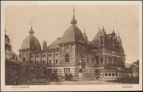 Perfin S.B. sur 123 Wilhelmina sur AK Konzerthaus ARNHEM 29.8.24