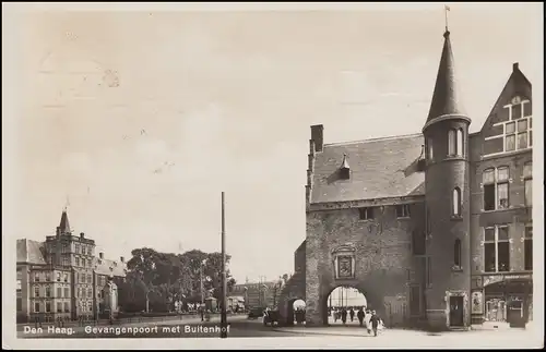 Firmenlochung/Perfin S auf 173 Taube AK Gericht in Den Haag SCHEVENINGEN 20.7.32