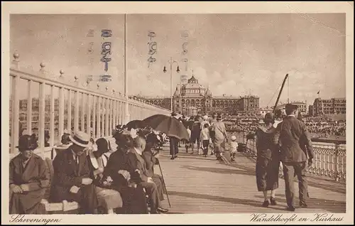 Trou de l'entreprise/Perfin S sur 175 Taube AK Scheveningen Kurhaus S'GRAVENHAGE 3.8.27