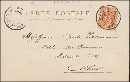 Trou de l'entreprise/Perfin K à 53 Wilhelmina sur AK Félicitations, AMSTERDAM 5.1.09