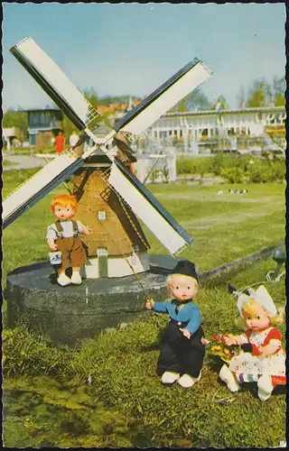 Firmenlochung/Perfin K auf 790 Limburg auf AK Madurodam AMSTERDAM 11.6.63