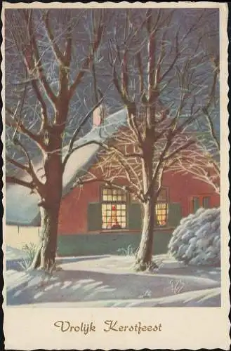 Firmenlochung/Perfin K auf 471 Ziffer auf AK Weihnachten, AMSTERDAM 23.12.58