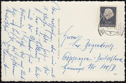 Perfin K.auf 622 Juliana sur AK American-Hotel AMSTERDAM 6.5.