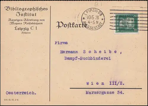 Trou de l'entreprise BI sur Beehoven 8 p. sur carte postale LEIPZIG MESSESTADT 10.5.28