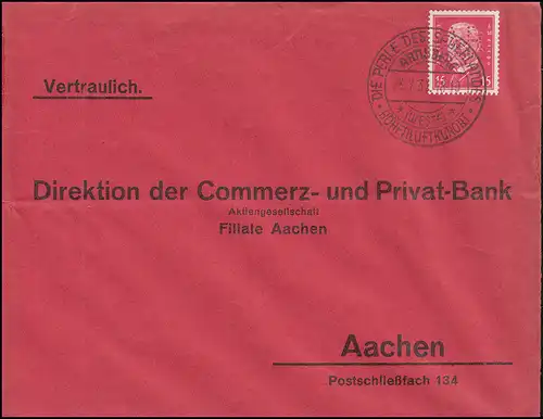 Firmenlochung AB auf 414 Hindenburg EF auf Brief SSt ARNSBERG 23.7.31