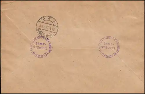 Trou de la société MB sur les marques Hindenburg comme lettre R BERLIN-NEUKÖLLN 28.9.33