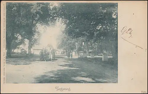 Firmenlochung/Perfin E.R. auf 50 Ziffer auf AK Tangerang ROTTERDAM 28.5.1901