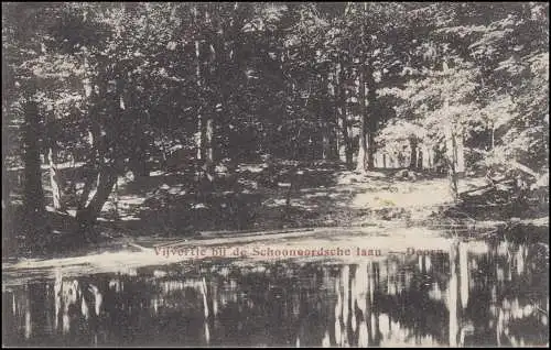 Firmenlochung/Perfin 2 auf 52 Ziffer auf AK Teich bei Schoonoord DOORN 14.9.