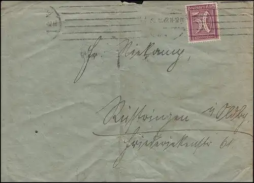 Firmenlochung JHV auf Ziffer 50 Pf als portogerechte EF auf Drucksache 30.8.22