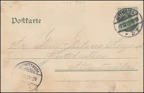 Carte de Lauenhainer Mühle, MITTWEDA 2.12.1903 après ALTWITWEIDA 2.12.03