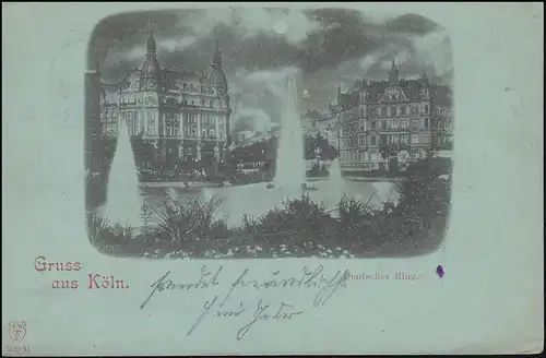 AK Gruss de Cologne Ring allemand CÖLN 26.10.1897 vers VADT REICHENBERG 28.10.97