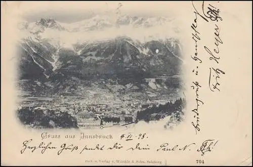 AK Gruss de Innsbruck Panorama, Tampon de rouille-tampons INNSBRUCK 4.6.98 n. HANNOVER