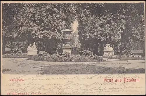 AK Gruss aus Potsdam Sanssouci, WILDPARK 29.9.1902 nach DORTMUND 29.9.02