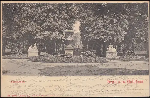 AK Gruss de Potsdam Sanssouci, WILDPARK 29.9.1902 à DORTMUND 29/9.02