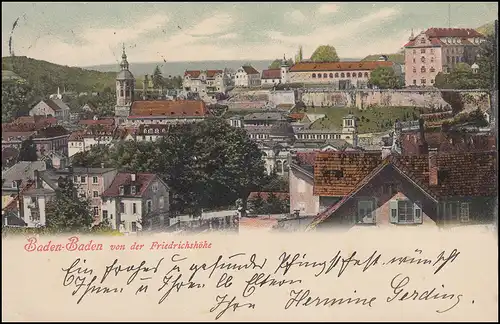 AK Baden-Baden von der Friedrichshöhe, 28.5.1903 nach CRIMMITSCHAU 29.5.03