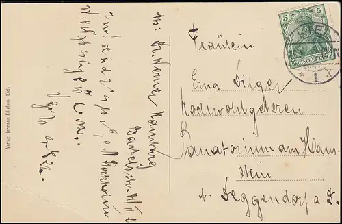 Carte de vue Torpilles sur leur poste de couchette, KIEL 13.5.1912 vers Deggendorf