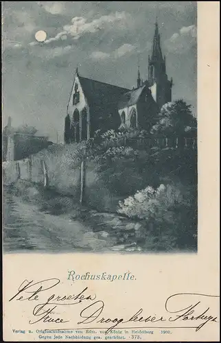 Carte de vue de la chapelle Rochus 13.7.1901 selon HAARLEM 14.7.01