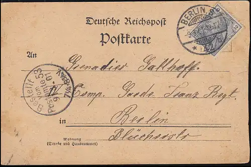 AK Kaiser Wilhelm II. auf einem Spazierritt, Orts-Postkarte BERLIN 9.3.1901