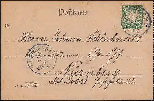 AK Gruss aus Ansbach Oberer Markt und St. Gumbertuskirche 25.10.1902 n. NÜRNBERG