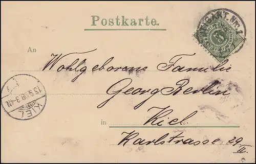AK Stuttgart - Partie in den Kgl. Anlagen, 14.9.1908 nach KIEL 15.9.08