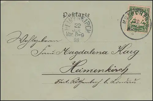 AK Gruss aus München Regierungsgebäude 20.7.1898 nach HEIMENKIRCHE 22.7.98