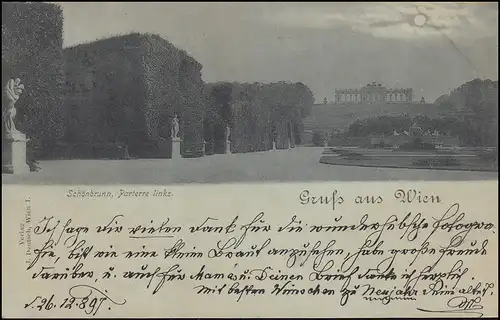 AK Gruss aus Wien Schönbrunn Parterre links 27.12.1897 nach HAMBURG 28.12.97