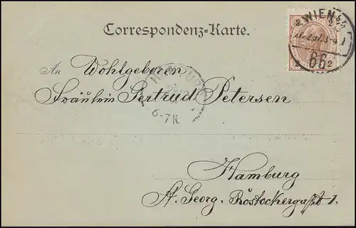 AK Gruss aus Wien Schönbrunn Parterre links 27.12.1897 nach HAMBURG 28.12.97