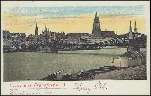 Ansichtskarte Frankfurt/Main Panorama 29.8.1902 nach PIERREFONDS / OISE 30.8.02 