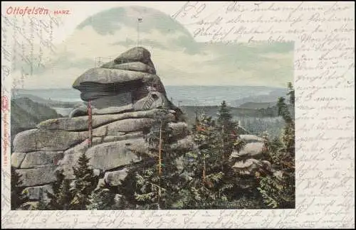 Ansichtskarte Ottofelsen im Harz, HASSERODE 30.7.1904 nach GARMISCH 31.7.04