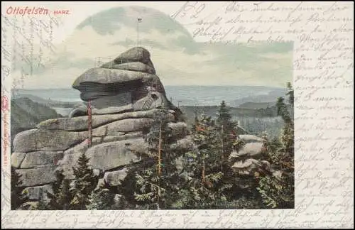 Carte de vue Ottofelsen en résine, HASSERODE 30.7.1904 selon GARMISCH 31.7.04