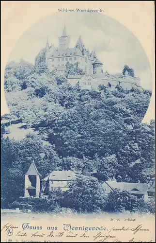 AK Gruss aus Wernigerode: Das Schloss, 7.7.1901 nach POTSDAM 8.7.01