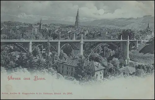 AK Gruss de Berne - Panorama, BERN 19.9.1899 vers CÖLN 20.9.99
