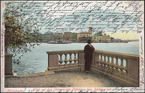 AK Blick auf das Uhlenhorster Fährhaus vom Bellevue aus, HAMBURG 22.9.1902