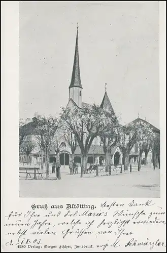 AK Gruss de Altötting: Place de la Chapelle avec la chapelle de grâce, 9.1.03 à Straubing