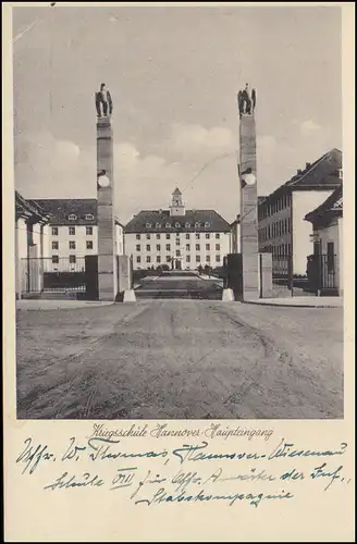 Feldpost BS Kriegsschule Hannover auf passender AK, HANNOVER 30.9.1942