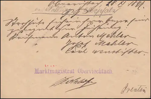 Carte postale P 44/03 de OBERVIECHTACH 20.11.1897 ach HALL (Württemberg) 21.11.97