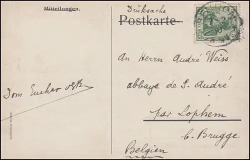 Ansichtskarte Gruss aus Beuron ..., mit Gedicht, BEURON 7.2.1910 nach Belgien