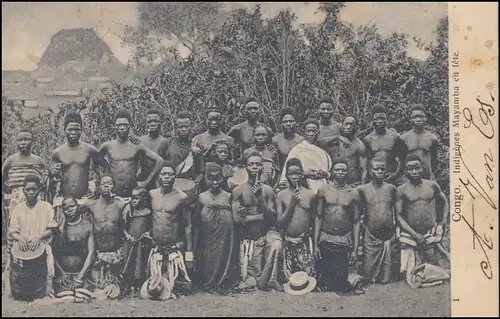 AK Kongo Indigenes Volk von Mayamba, Marke mit Stanley Falls, BOMA 28.8.1900