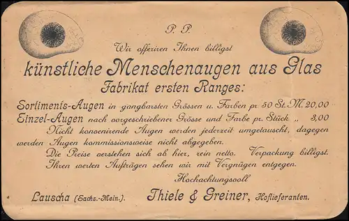 54a Germania REICHSPOST EF auf Drucksache LAUSCHA 26.2.1902 nach Kirchberg/Jagst