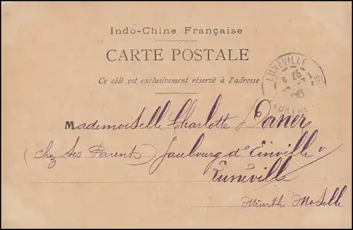 AK TONKIN Hanoi Pagode du Pinceau (Petit-Lac) 18.6.1906 nach LUNEVILLE 28.7.06