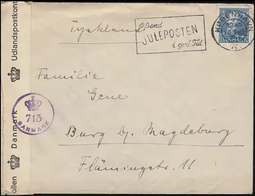 Censure danoise DANMARK 713 sur lettre KOBENHAVN 10.10.1946 en Allemagne
