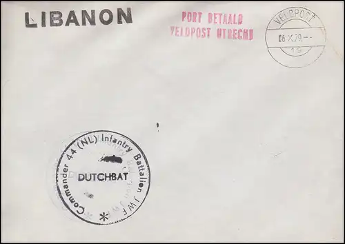 Niederländische Feldpost im Libanon 44.(NL) Infantry Battalion VELDPOST 16.10.79