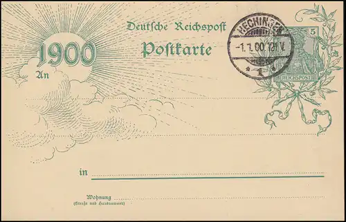Carte postale P 43 transition du siècle avec temple blanc HECHINGEN 1.1.00