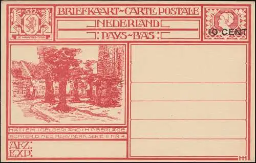 NL Carte postale P 178 Hatten/Gelderland avec impression 10 centimes, non utilisé