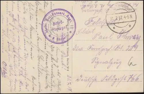 Poste de terrain B.S. Saxon Res.-Fussartillerie-Regt 12 - 31.7.17 sur AK Longuyon