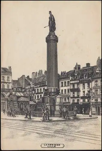Feldpost B.S. III./J.R. 179 - 17.4.15 auf AK Lille Denkmal Die Göttin
