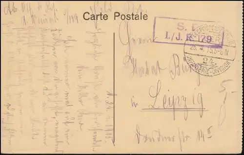 Poste de terrain B.S. I./J.R. 179 - 26.4.15 sur AK Lille Neue Börse avec clocher