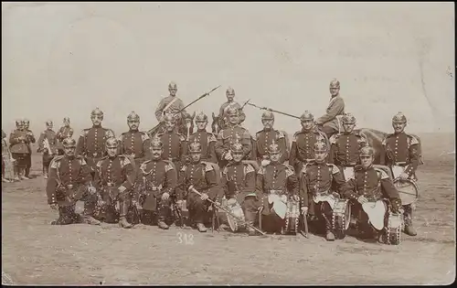 Germania 5 Pf auf Militär-AK Gruppenfoto der 318er ELSENBORN-ÜBUNGSPLATZ 28.8.08