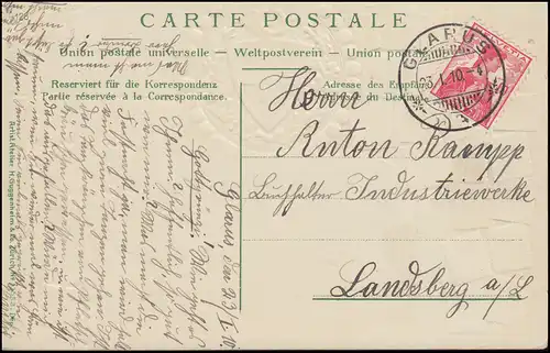 114 Helvetiabrustbild auf AK Briefmarken der Schweiz GLARUS 23.1.10 n. Landsberg