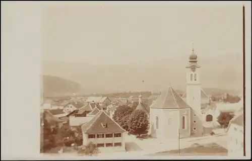 Armoiries 10 p. sur la carte de vue photo Panorama SOINTHOFEN 7.9.1906 après Saint-Gall